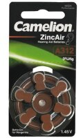 Camelion - A312 / PR41 - 1,4 Volt 160mAh Zinc Air - 6er...