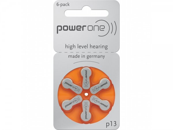 powerone - high level hearing - p13 - 1,45 Volt 300mAh Zink Luft - Hörgerätebatterie - 6er Blister