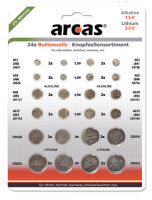 arcas - Knopfzellen Set - Alkaline und Lithium - 24...
