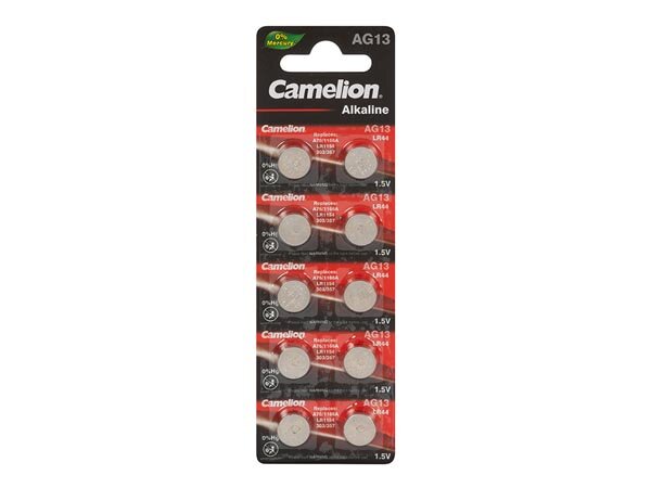 Camelion - LR44 / A76 / AG13 / 1166A / LR1154 / 303 / 357 - 1,5 Volt 158mAh AlMn - 10er Blister