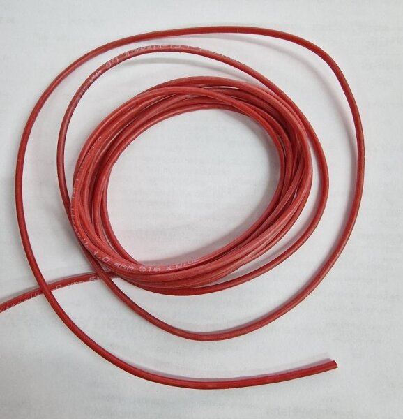 Silikon-Litze extrem flexibel - Rot - 1,0 mm², 252 x 0,07 mm, je 1 m, verpackt max: 48 V, 15,2 A (5 min: 26,2 A) - Made in Germany