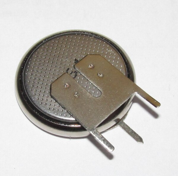 Knopfzelle - CR 2032 / CR2032 Lithium  - lose mit Ableiter Print | Einzelpin & Doppelpin +/--