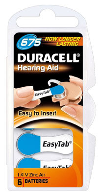 Duracell - Hörgerätebatterie Activair / Hearing Aid / 675 - 1,45 Volt Zinc Air - 6er Blister - Mindesthaltbarkeitsdatum abgelaufen
