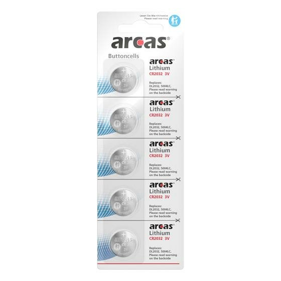 arcas - CR2032 - 3 Volt 210mAh Lithium - 5er Pack