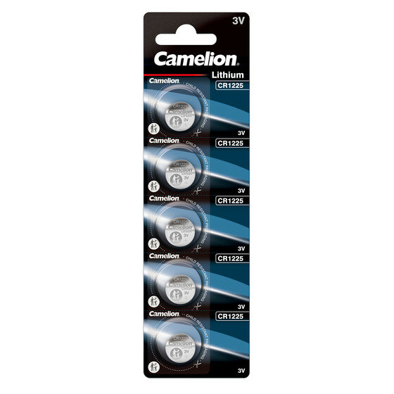 Camelion - Knopfzelle - CR1225 / BP1 - 3 Volt 50mAh Lithium - 5er Blister