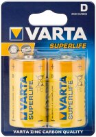 Varta - Superlife - R20 / D Mono / 2020 - 1,5 Volt Zinkchlorid Batterie - 2er Blister - EOL = Mindesthaltbarkeitsdatum abgelaufen