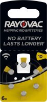 Rayovac - PR70 / 10A / HA10 - 1,45 Volt 105mAh Zink-Luft - Hörgeräte-Knopfzelle / 6er Blister  = Mindesthaltbarkeitsdatum abgelaufen