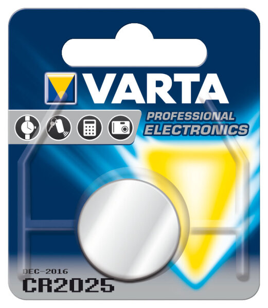 Varta - CR2025 / 6025 - 3 Volt 127mAh Lithium Knopfzelle